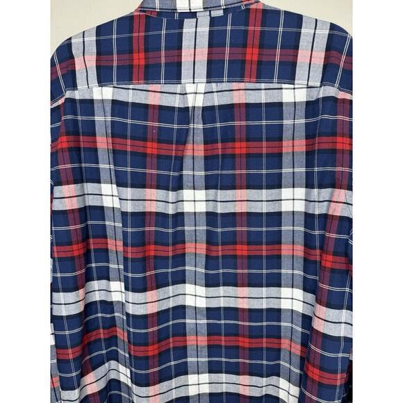 American Eagle Red White Blue Cotton Plaid Button Down Large - Picture 5 of 5